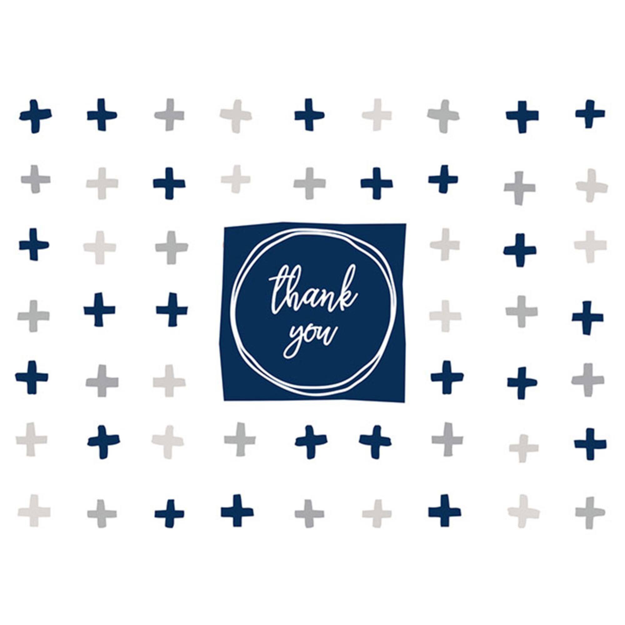 JAM Paper White, Gray & Blue Trendy Blank Thank You Cards Set, 36ct.